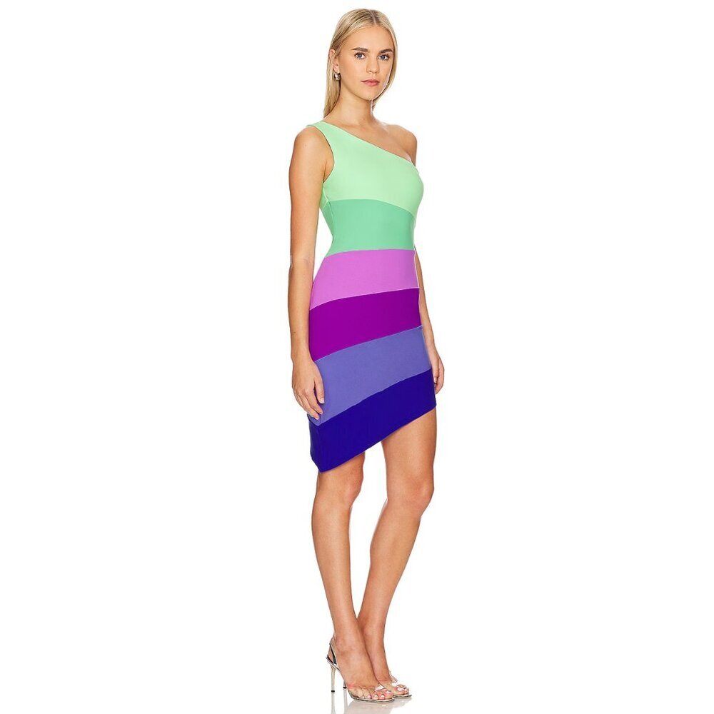 NWOT Susana Monaco‎ Asymmetric Color Block One Shoulder Bodycon Dress